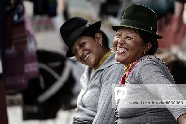 Laughing Ecuadorian women  Quito  Ecuador  South America