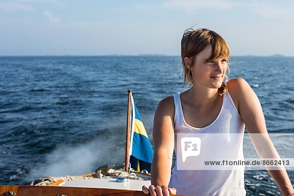 Young woman in boat  Sweden