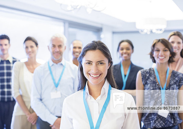 Business people smiling in office