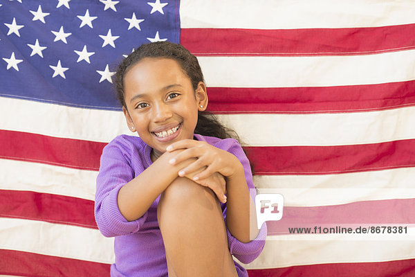 lächeln  mischen  Fahne  amerikanisch  Mädchen  Mixed