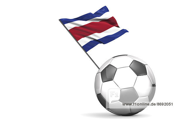 Fußball mit Flagge von Costa Rica  3D-Rendering