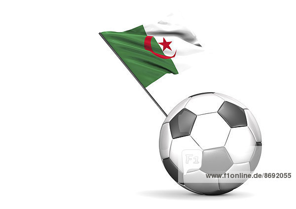 Fußball mit Flagge von Algerien  3D-Rendering