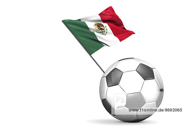 Fußball mit Flagge von Mexiko  3D-Rendering