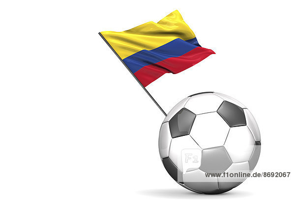 Fußball mit Flagge von Kolumbien  3D-Rendering
