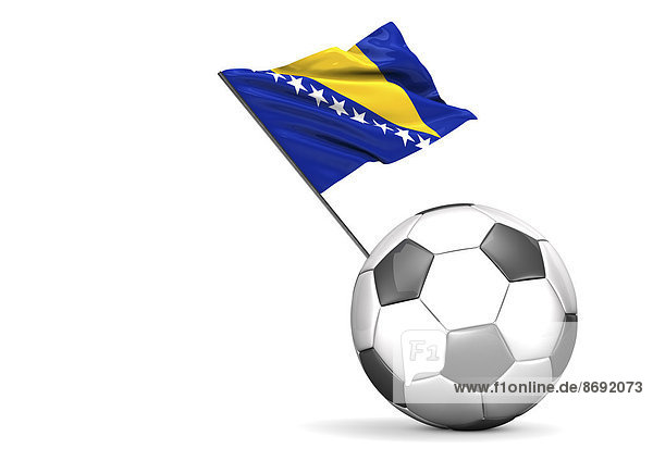 Fußball mit Fahne von Bosnien-Herzegowina  3D-Rendering