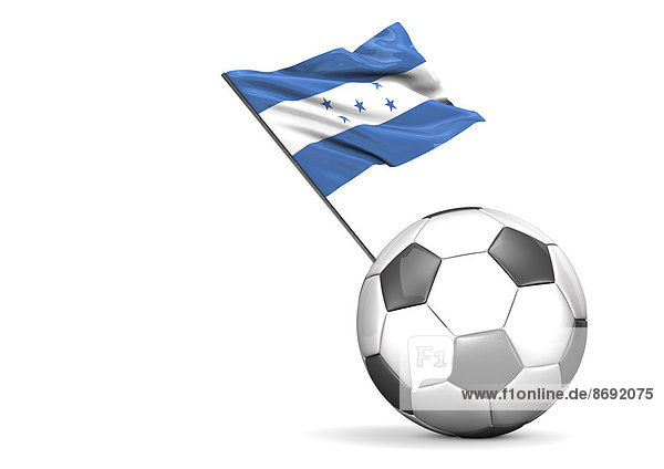 Fußball mit Flagge von Honduras  3D-Rendering