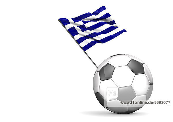 Fußball mit griechischer Flagge  3D-Rendering