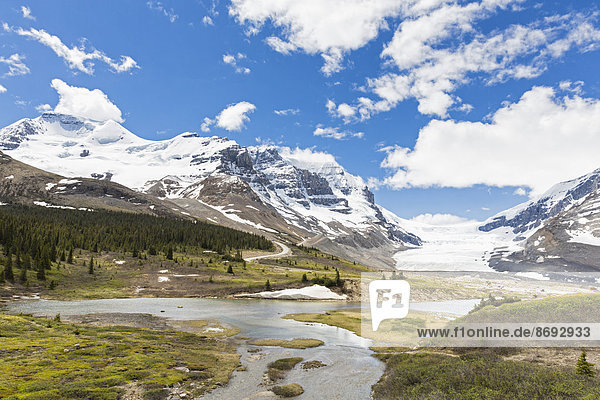 Canada  Alberta  Rocky Mountains  Jasper National Park  Athabasca Glacier  Athabasca River  meltwater from Athabasca Glacier