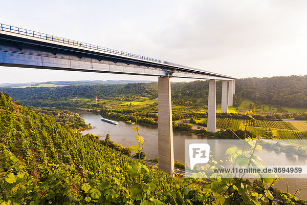 Deutschland  Koblenz  Blick auf die Autobahnbrücke Moselviadukt über das Moseltal