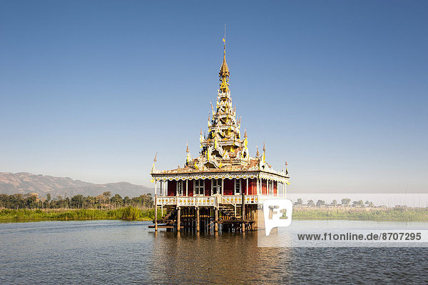 Temple in the water Inle Lake Shan State Myanmar