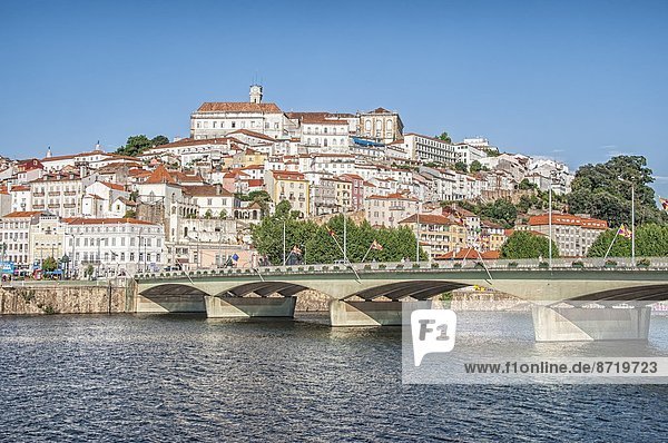 View to the old city and the University over the Mondego river  Coimbra  UNESCO World Heritage Site  Beira Province  Portugal  Europe