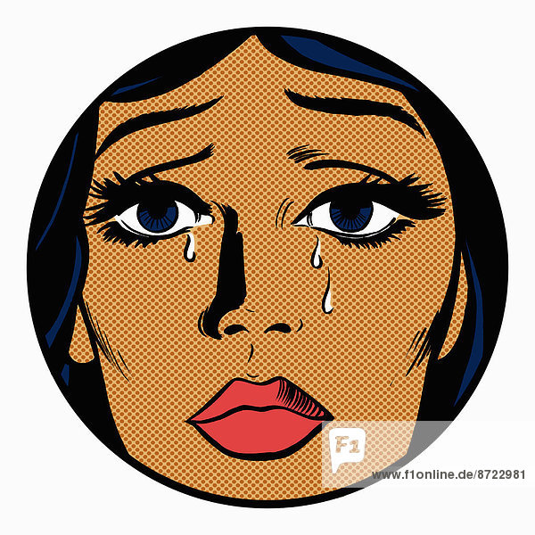 Nahaufnahme des Gesichtes einer traurigen  weinenden Frau