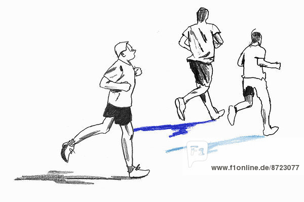 Bleistiftzeichnung von rennenden Männern