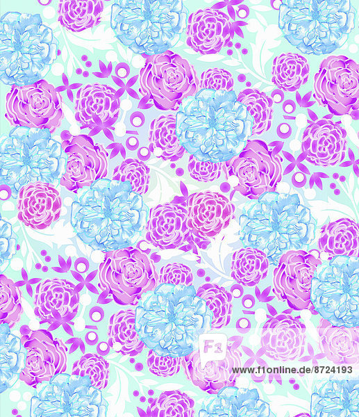 Format füllendes Muster aus pastellfarbenen Blumen