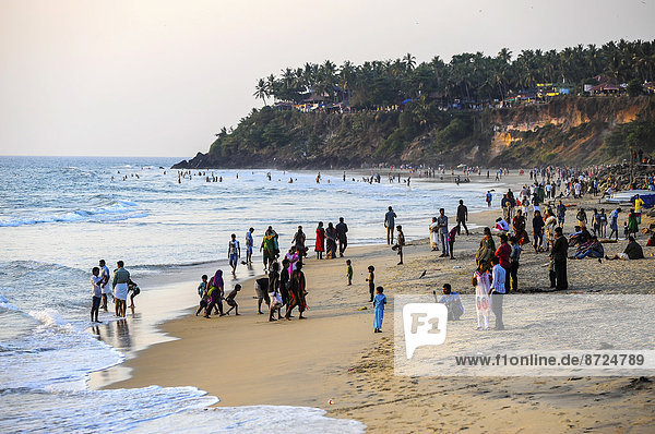 Beach with red cliffs  North Cliff  Arabian Sea  Varkala  Kerala  South India  India