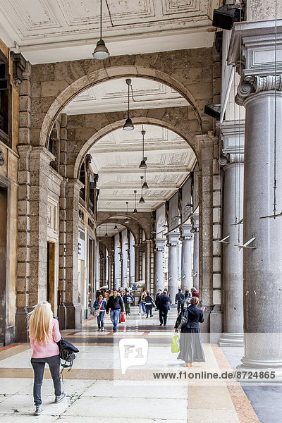Arcades in the mall Corso Vittorio Emanuele  Milan  Lombardy  Italy