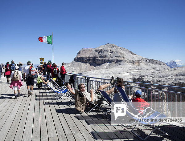 Aussichtspunkt Maria Hütte  Ausblick zum Piz Boe  Dolomiten  Provinz Trentino  Italien