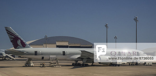 Passagiermaschine  Airbus  am Flughafen von Doha  Doha  Emirat Katar  Vereinigte Arabische Emirate
