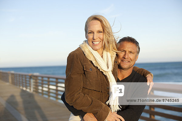 Portrait of Mature Couple Standing on Pier  Jupiter  Palm Beach County  Florida  USA