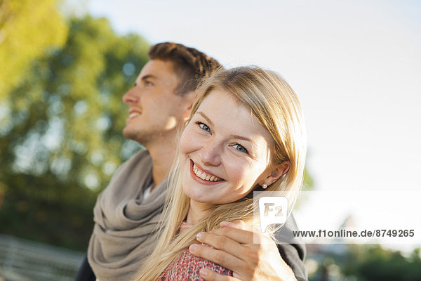 Portrait of Young Couple Outdoors  Mannheim  Baden-Wurttemberg  Germany