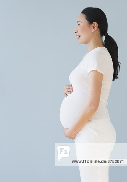 Profile of pregnant Japanese woman