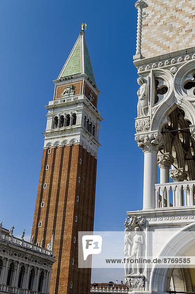Italy,  Venice,  Doge's Palace and St Mark's Campanile