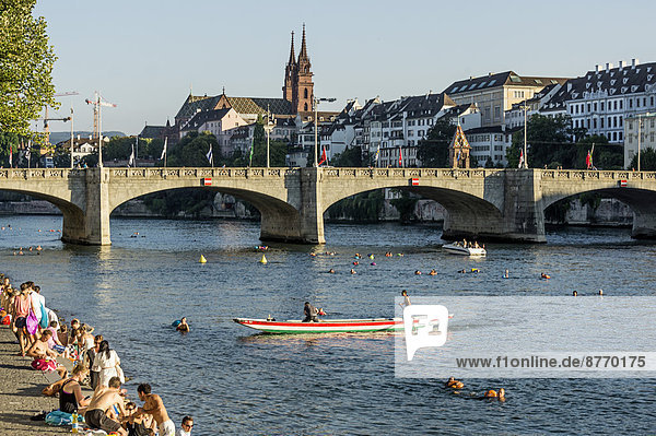 Uferpromenade am Rhein,  Basel,  Schweiz,  Europa