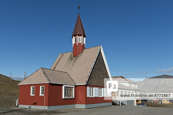 Vår frelsers kirke på Spitsbergen oder die Kirche unseres Erlösers auf Spitzbergen  nördlichste Kirche der Welt  Longyearbyen  Insel Spitzbergen  Inselgruppe Spitzbergen  Svalbard und Jan Mayen  Norwegen