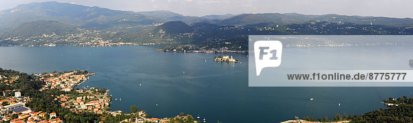 Panorama Landschaftlich schön landschaftlich reizvoll Gebäude See Insel Piemont Italien Pella
