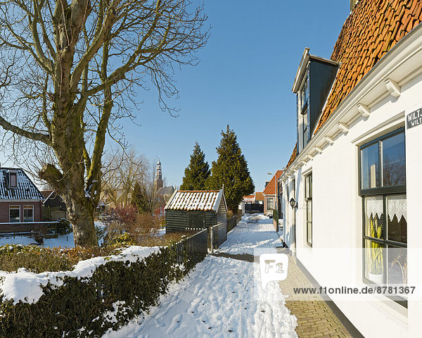 Europa  Winter  Weg  Großstadt  Eis  Dorf  Niederlande  Friesland  Schnee