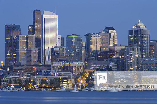 The Seattle skyline at night. Seattle  Washington. USA