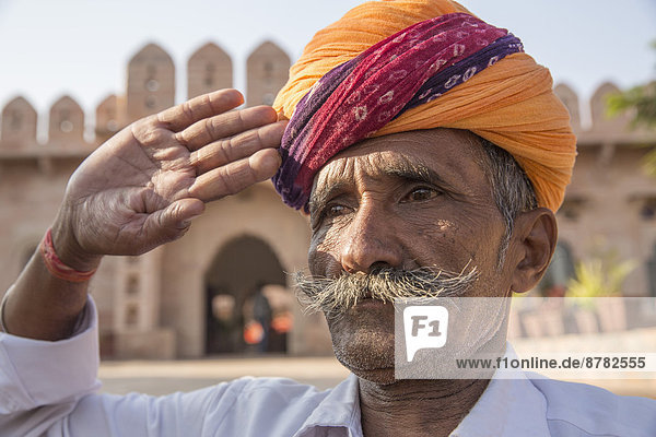 Portrait  Mann  Indien  indische Abstammung  Inder  Asien  Rajasthan  Turban