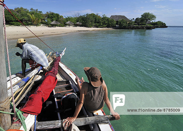 Africa Mozambique Quirimbas national Park local people on boat