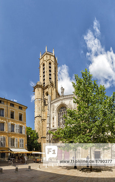 Frankreich Europa Mensch Menschen Sommer Baum Wald Kirche Kathedrale Holz Aix-en-Provence Kloster