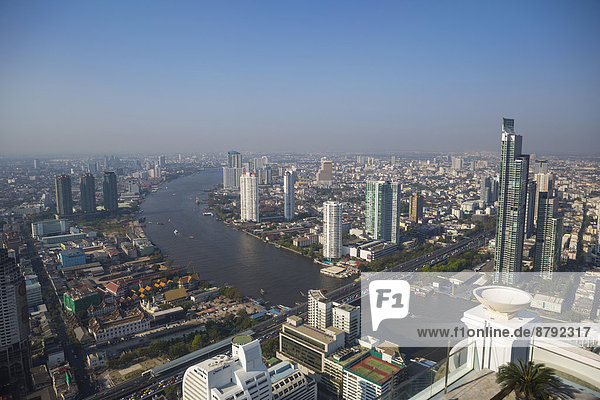 Bangkok  Hauptstadt  hoch  oben  Panorama  Skyline  Skylines  Reise  Großstadt  Architektur  bunt  Fluss  Tourismus  Asien  Thailand