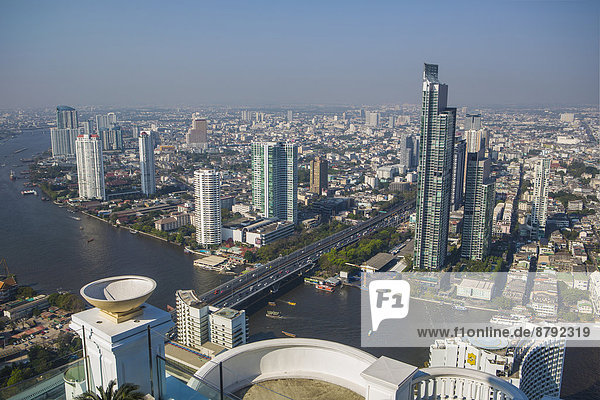 Bangkok  Hauptstadt  hoch  oben  Panorama  Skyline  Skylines  Reise  Großstadt  Architektur  bunt  Fluss  Tourismus  Asien  Thailand