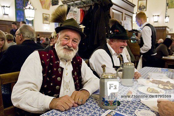 Germany  Bavaria  Munich  Hofbrauhaus beer house  elders in traditional dress                                                                                                                           