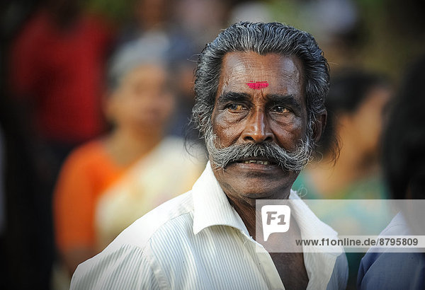 Elderly man with a bindi  Portrait  Kerala  South India  India