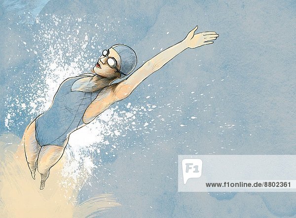 Frau  Fotografie  rückwärts  schwimmen