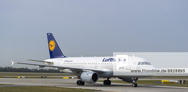 'Der Airbus A319-100 ''Frankfurt Oder'' der Deutschen Lufthansa AG  Flughafen München  München  Oberbayern  Bayern  Deutschland'