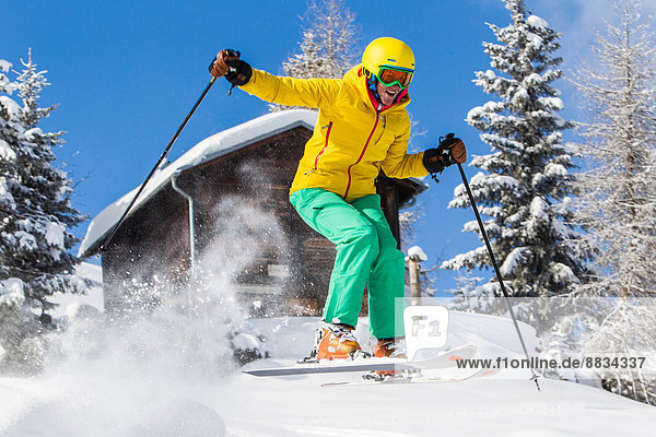 Switzerland  Graubuenden  Obersaxen  female Skier