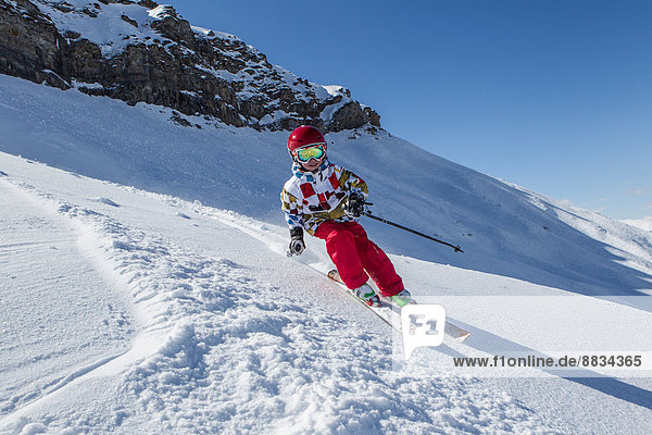 Switzerland  Grisons  Obersaxen  Boy on the slope