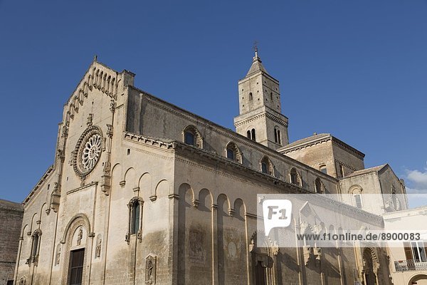 Matera Cathedral dominates the Sassi area of Matera  Basilicata  Italy  Europe