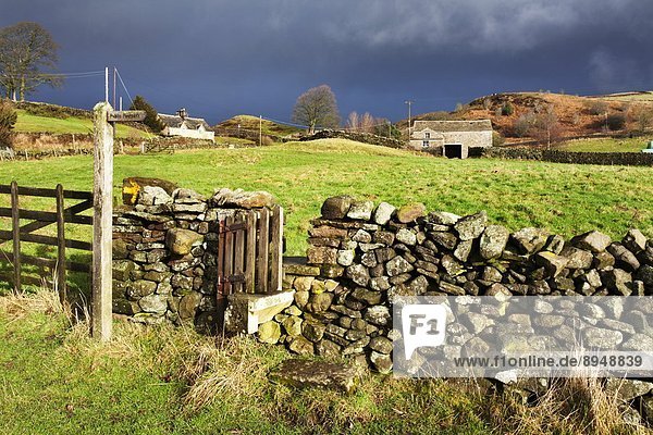 Steinmauer  Europa  Großbritannien  trocken  Yorkshire and the Humber  England  North Yorkshire