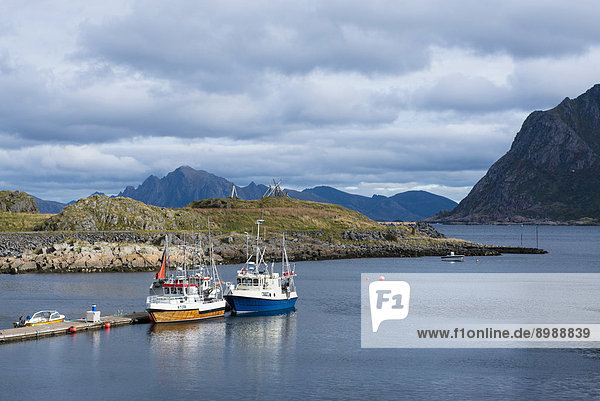 Boats in the port of Hovden  Vesteralen  Norway