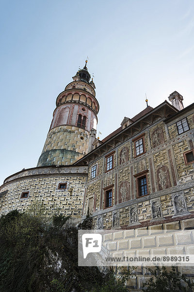 Schloss Schwarzenberg mit dem Schlossturm in Krumau  UNESCO-Welterbe  ?eský Krumlov oder Böhmisch Krumau  Böhmen  Tschechien