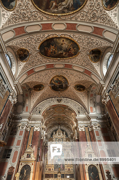 Deckengewölbe und Altarraum der barocken Schottenkirche  1648 geweiht  Freyung  Wien  Land Wien  Österreich