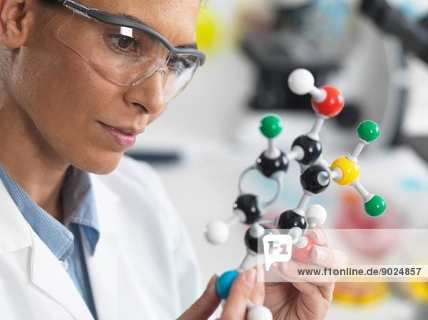 Wissenschaftler beim Betrachten einer Molekülstruktur im Labor