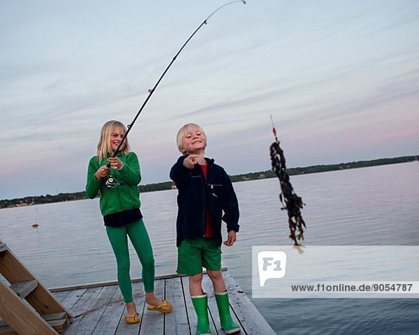 Children fishing  Karlskrona  Blekinge  Sweden