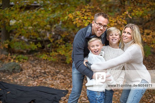 Family with two sons hugging  Karlskrona  Blekinge  Sweden